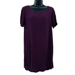 Artiza Wilfred Free Teigen Crepe Shirt Dress Womens S‎ Plum Purple Mini Shift